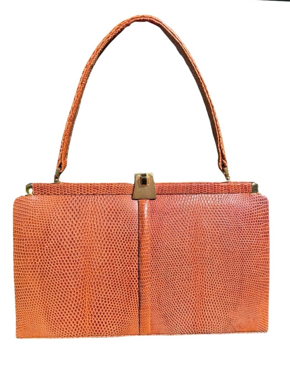 Mint Full Lizard Vintage Handbag Set Cognac Made in West Germany Mid-Century